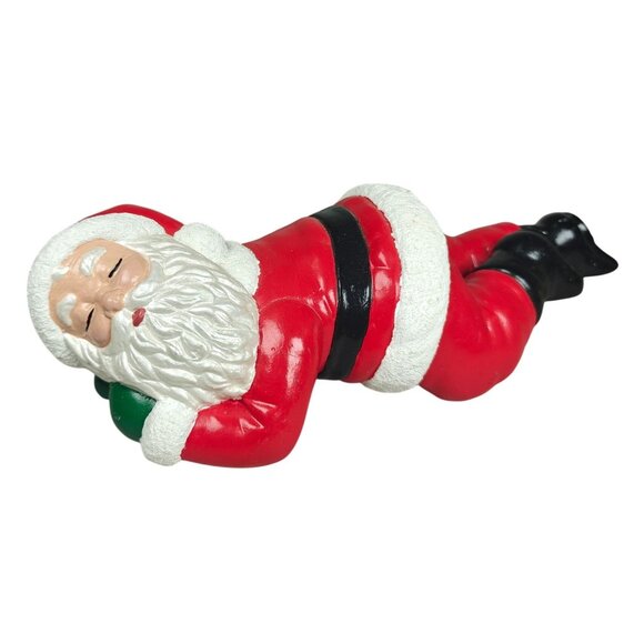 Vintage Ceramic Sleeping Santa Figurine Christmas Decoration Skelf Sitter 9" - Picture 1 of 8